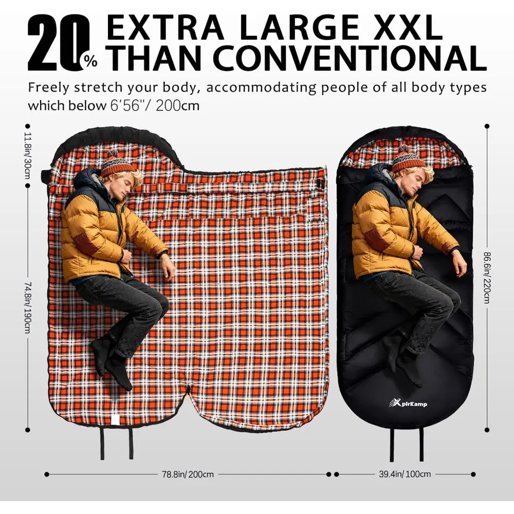 YTYIN Cotton Flannel Sleeping Bag for Adults 4 Season