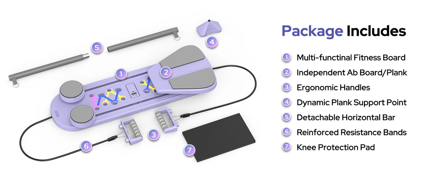 Foldable Pilates Reformer Set 7 In 1 Multipurpose Equipment
