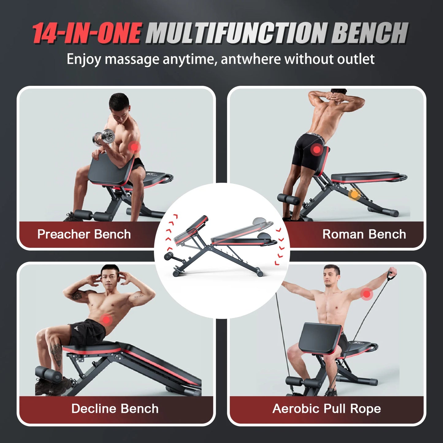 14 In 1 Foldable Dumbbell Bench With 1000 Lb Capacity For Full Body Workout