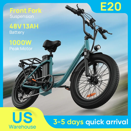 URLIFE 1000W Fat Tire Electric Bike With Dual Disc Brakes