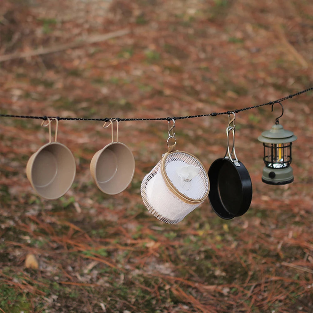 Camping Stretch Clothesline With Clips For Travel Laundry