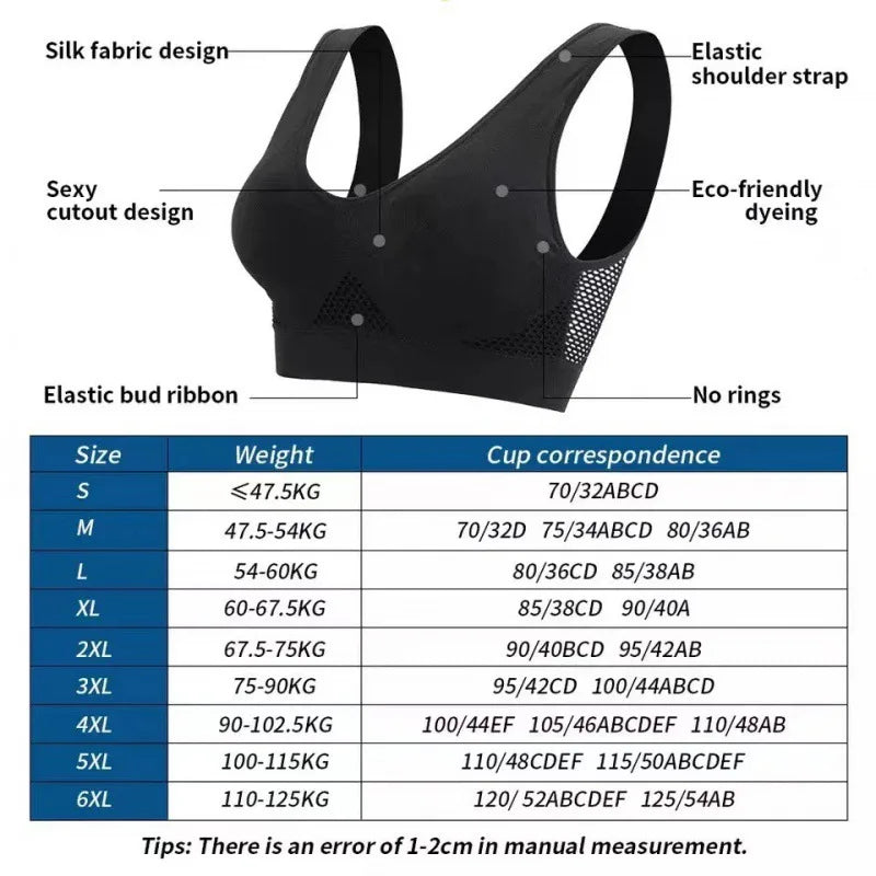Breathable Wireless Sports Bra Top Removable Pads for Women