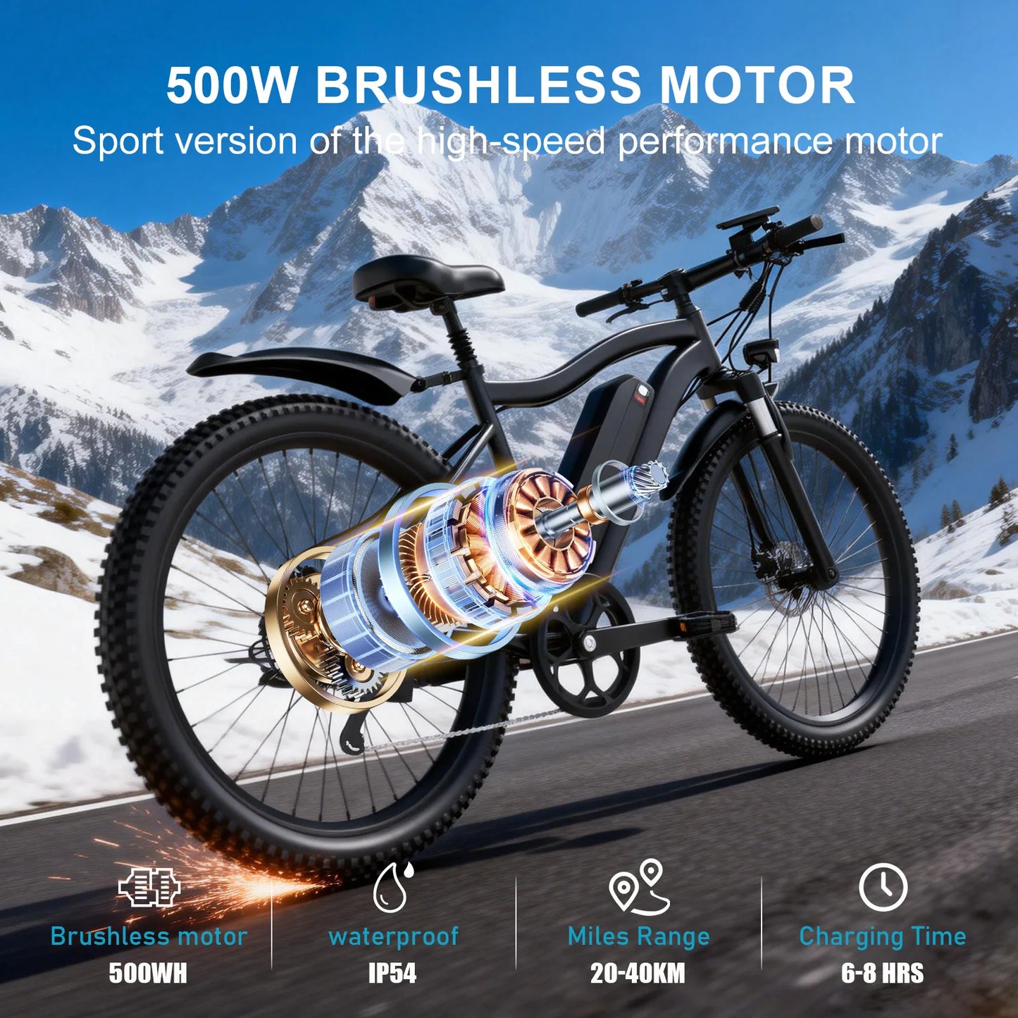 Toofly G26 Electric Mountain Bike 500W with Removable 48V Battery