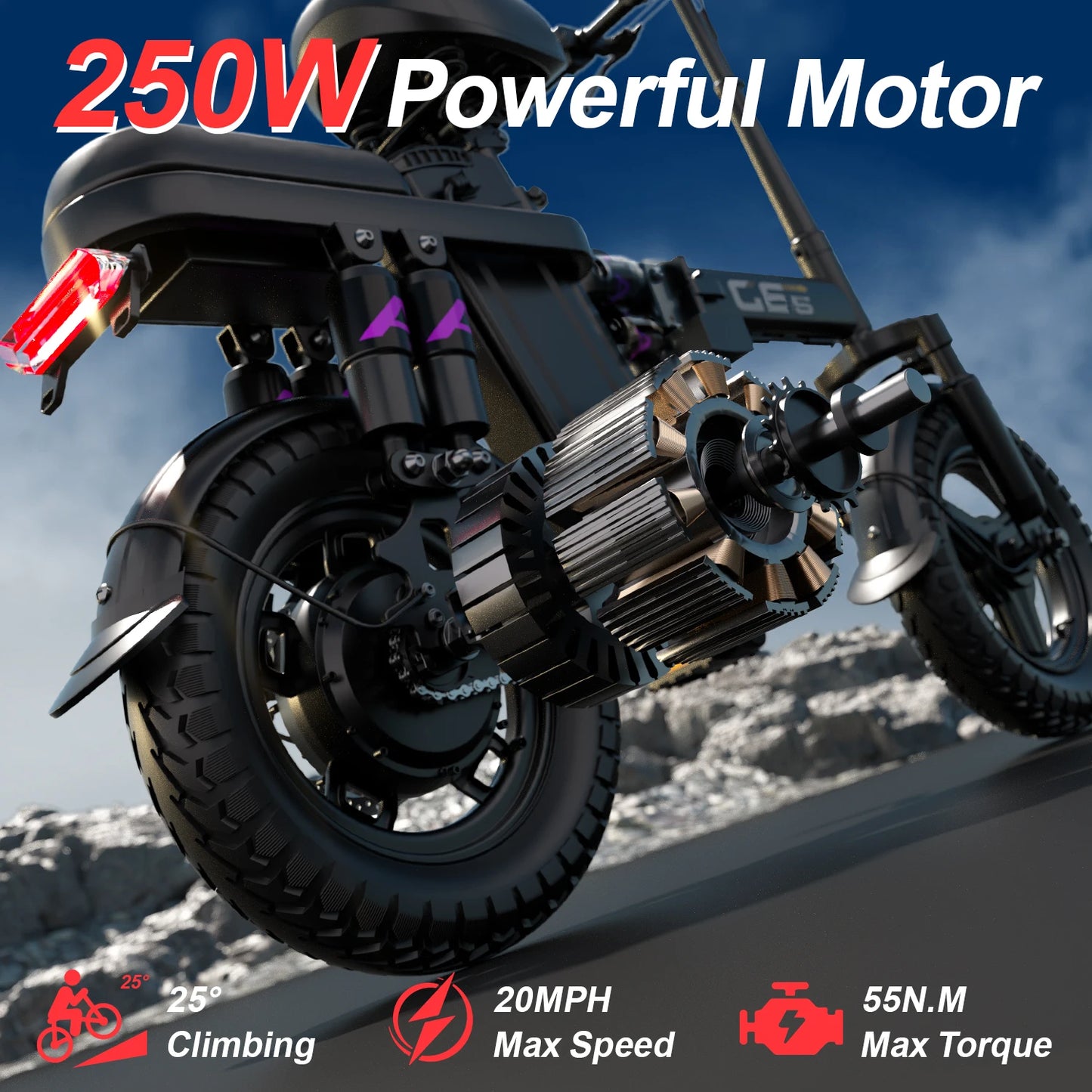 UPlee GE5 Folding Electric Bike 48V 15Ah Battery 250W 30 MPH