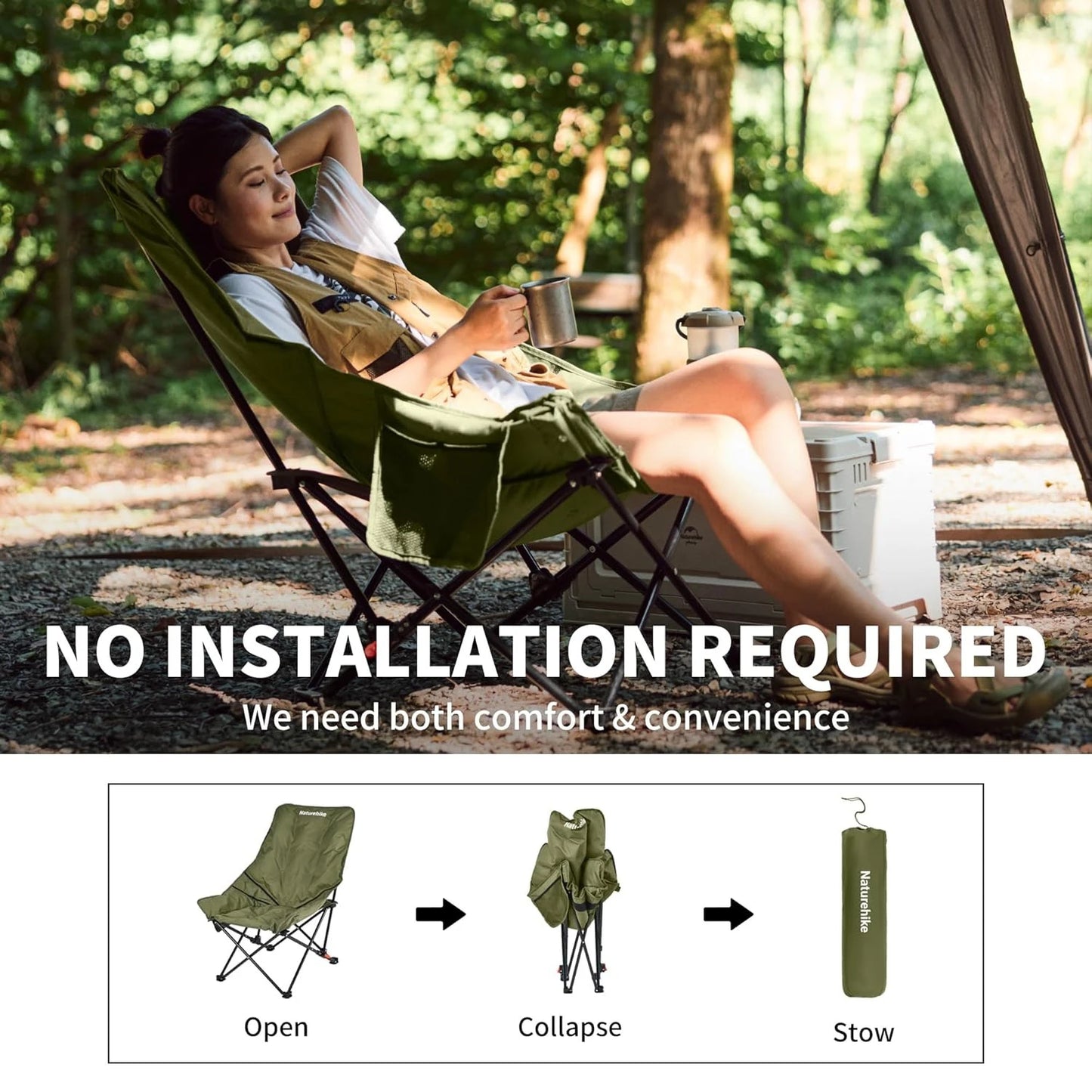 Naturehike Moon Chair High Back Folding Lounge Camping Outdoor