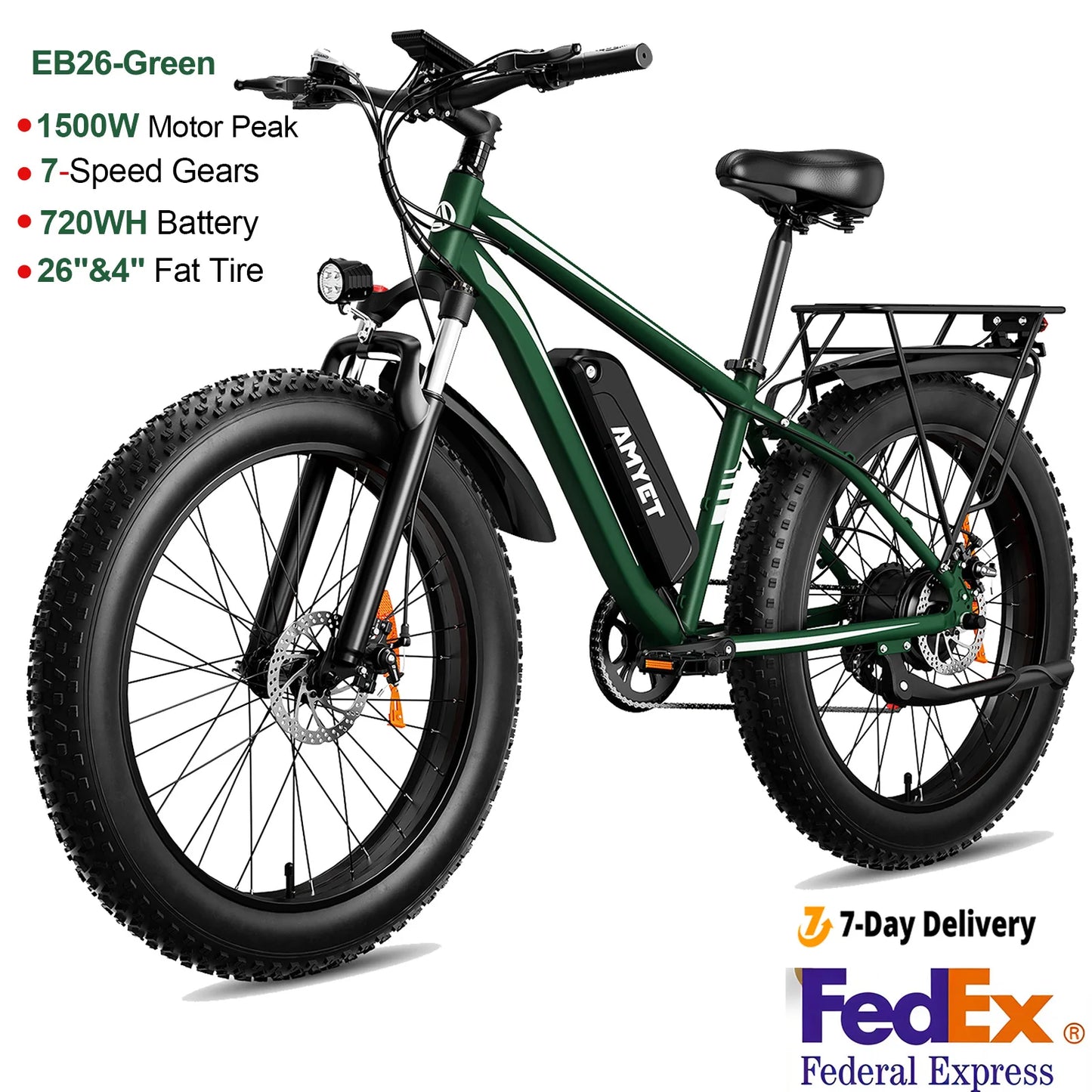AMYET EB26 Electric Bike Fat Tire Mountain Bicycle