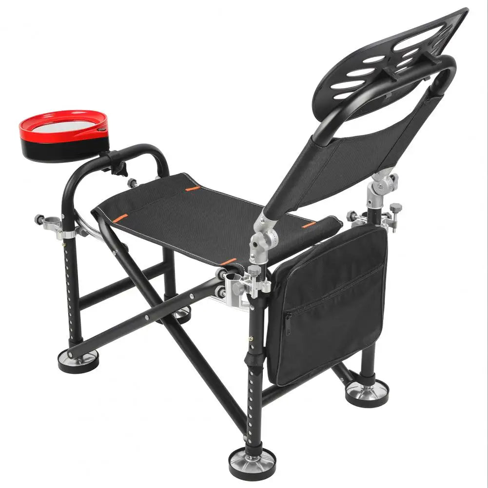 Height Adjustable Folding Fishing Chair With Backrest And Rod Holder