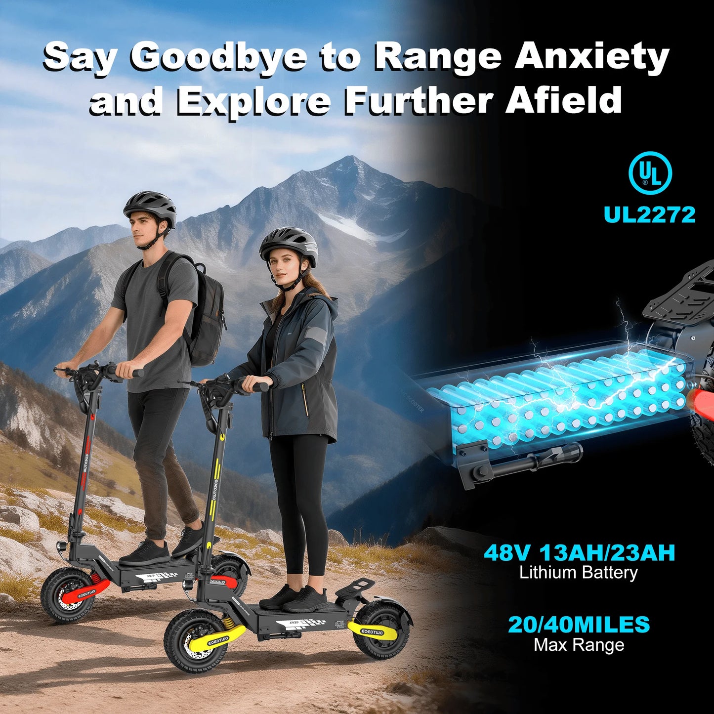 EOEOTWO GT06 Electric Scooter 1200W Motor 30 MPH Dual Suspension
