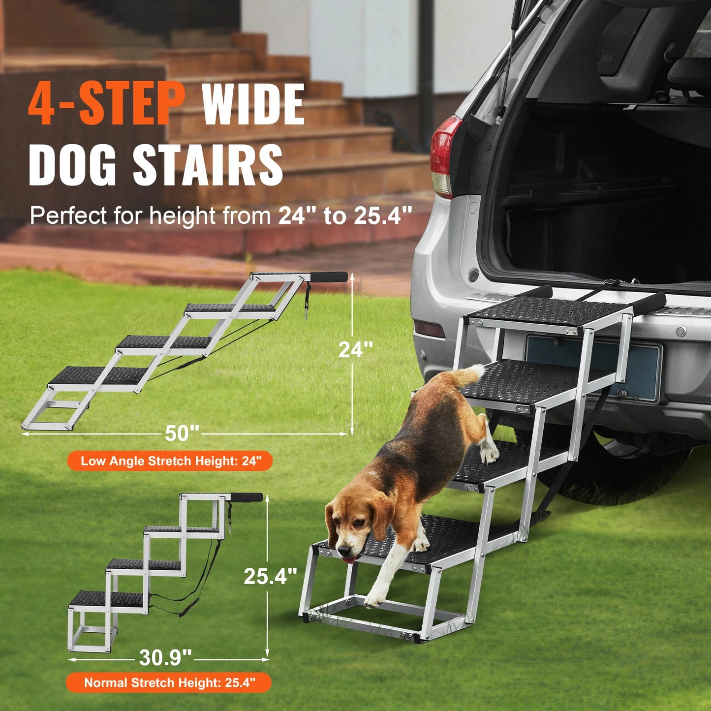 SucceBuy Folding Dog Car Stair For Cars And SUVs Portable