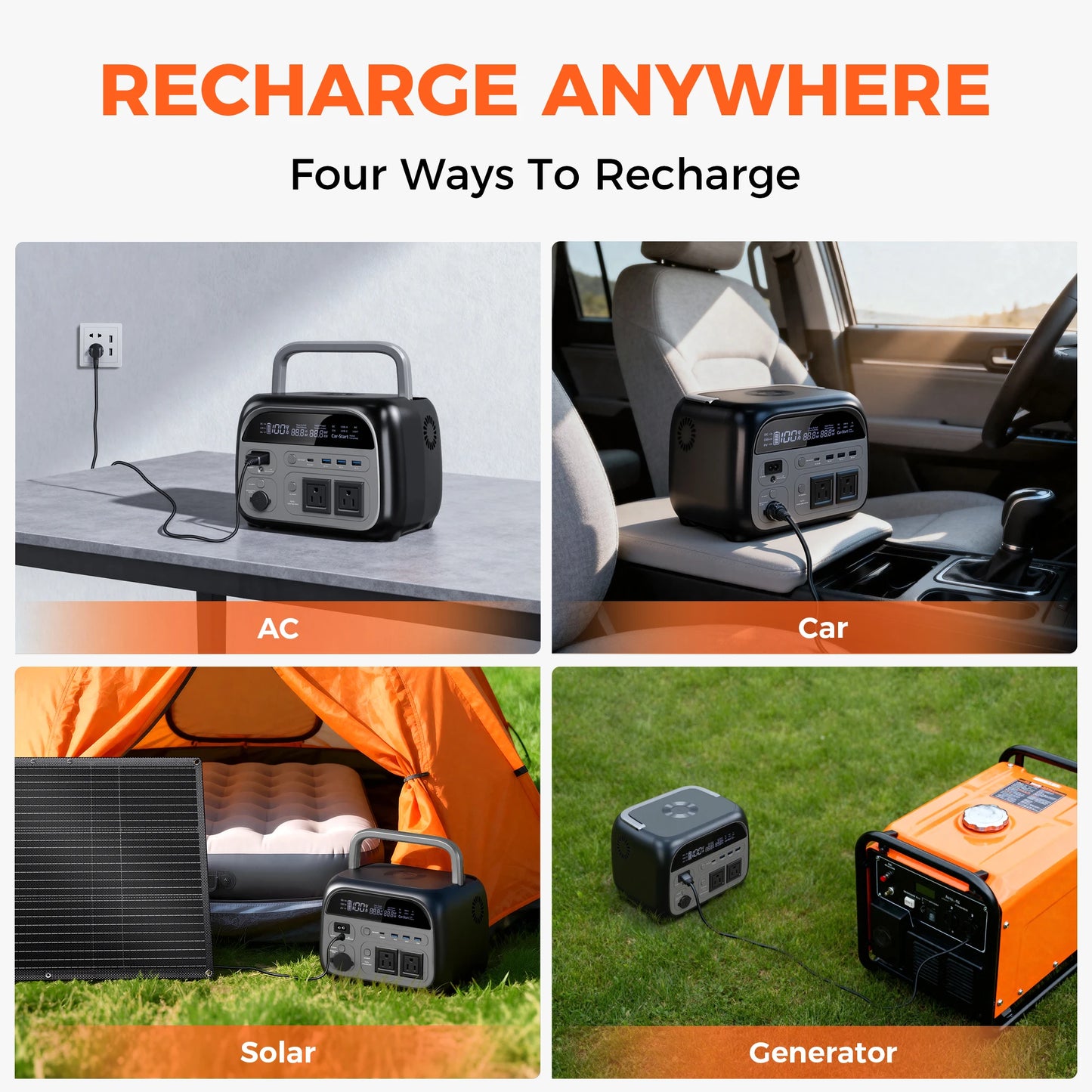 CTOLITY 500W Portable Power Station 345.6Wh LiFePO4 Solar Generator