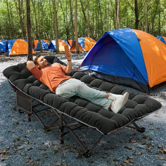 XMSJ Folding Camping Cot With Mattress Heavy Duty Portable Bed