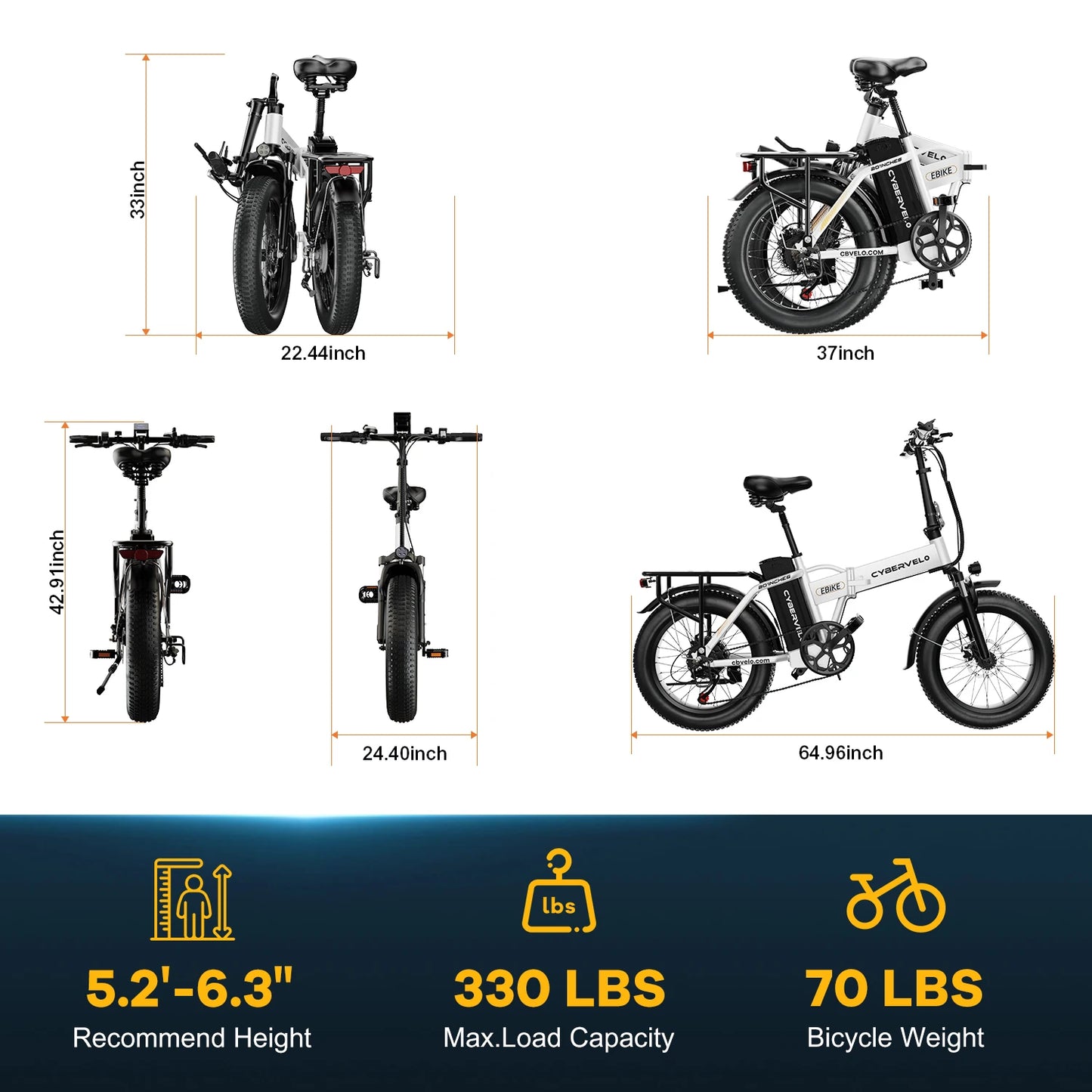 CYBERVELO Mars700 1000W Electric Fat Tire Bike All Terrain