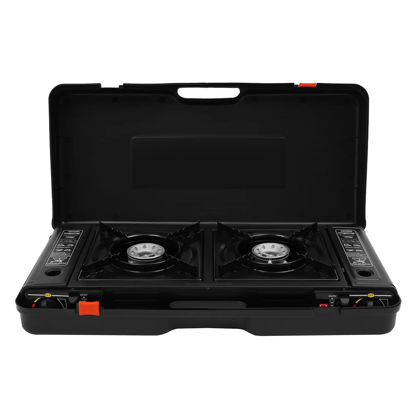 2500W 2-Burner Portable Camping Stove With Baking Tray Carry Case