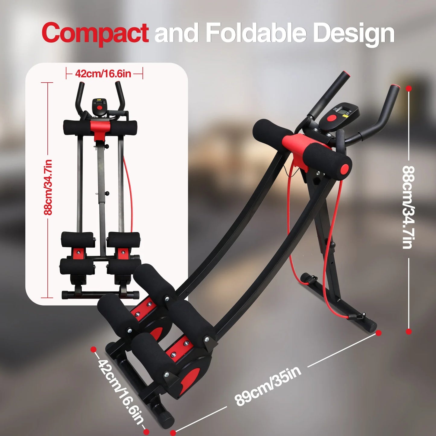 Foldable Abdominal Workout Dual Track Abs Trainer And Resistance Bands