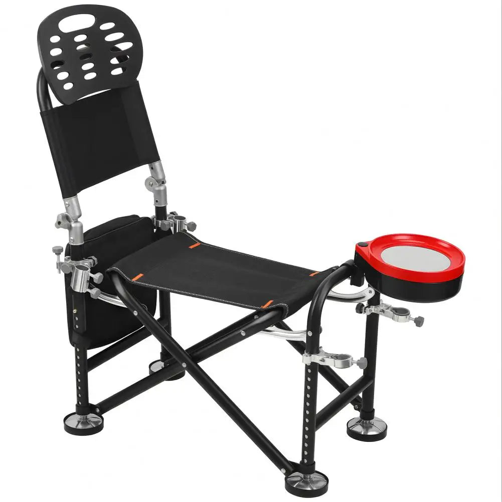 Height Adjustable Folding Fishing Chair With Backrest And Rod Holder