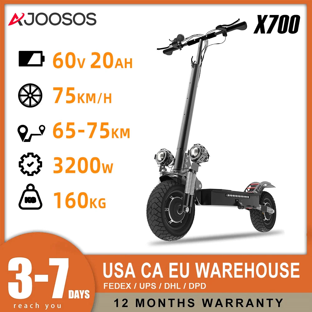 Off Road Electric Scooter 72V 6000W Dual Motors For Adults