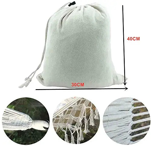 Cotton Canvas Hammock With Boho Fringe Tassels Outdoors