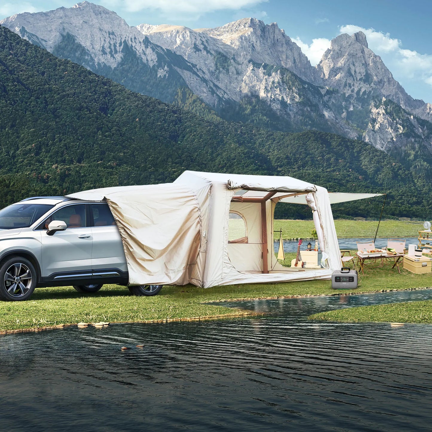 Inflatable Camping Tent For SUV Easy Setup Waterproof Glamping