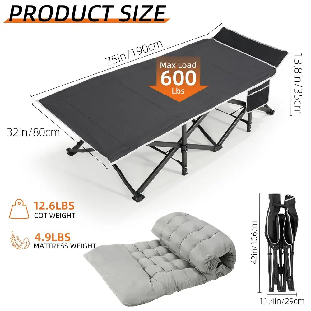 YTYIN Portable Camping Cot With Thick Mattress