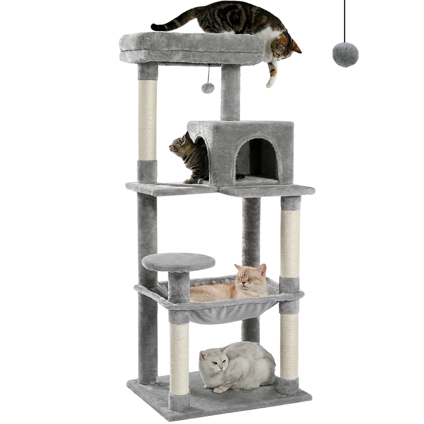 PAWZ Road Cat Tree Indoor 5 Level Tower With Hammock Sisal Scratching Posts