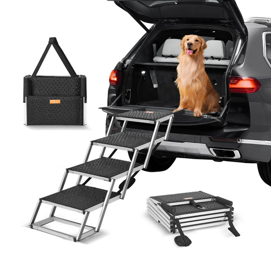 SucceBuy Folding Dog Car Stair For Cars And SUVs Portable